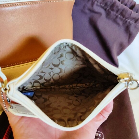 Coach Vintage Rugby Stripe Leather Duffle Sac Bucket Bag w/Matching Wristlet EUC - Picture 13 of 16